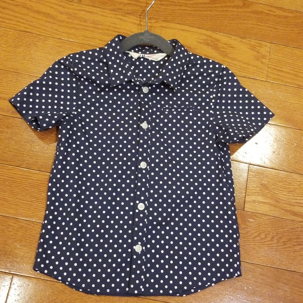 🧚‍♀️H&M🧚‍♀️ Girls Polka dot dress shirt 4-5Y
